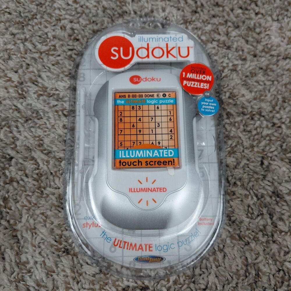 NEW Sudoku Illuminated Handheld Game W/ Stylus Pen Techno Source 2006